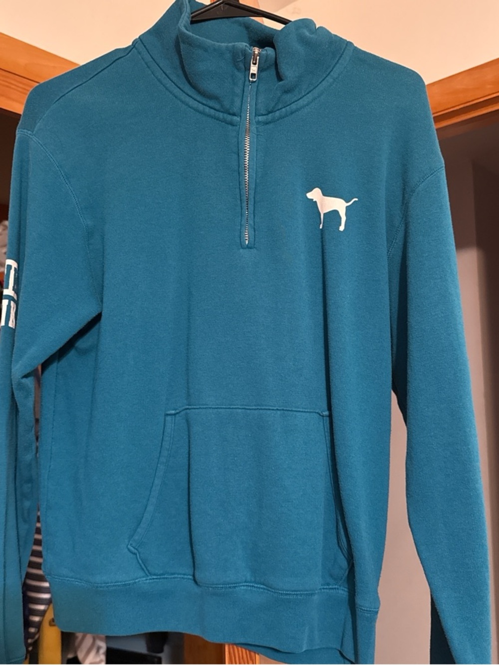 Victoria's Secret PINK Teal Zip-Up Fleece Pullover